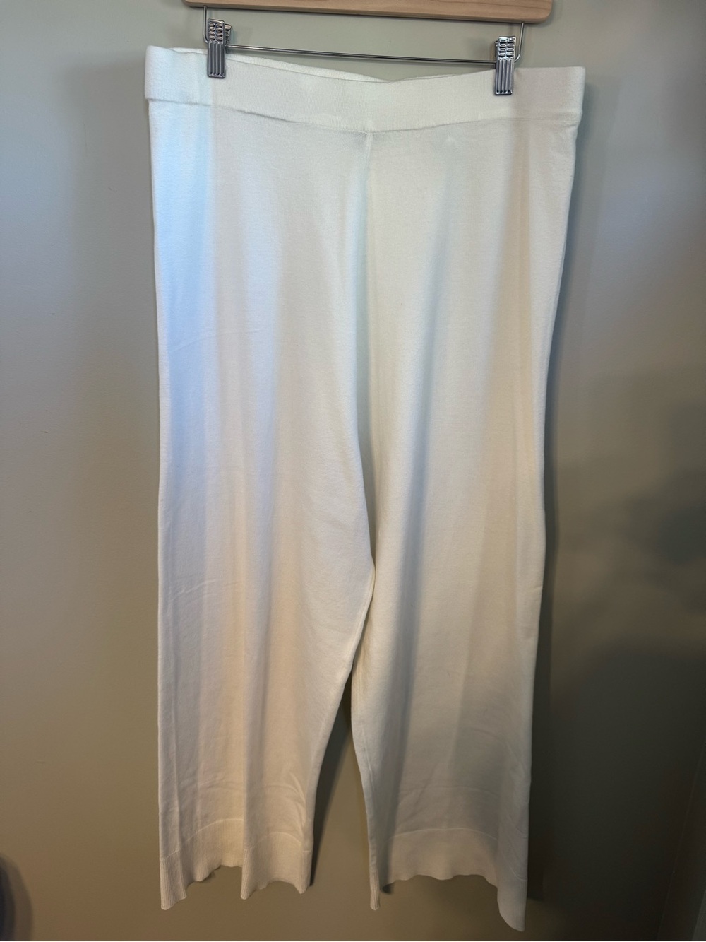 TAMARA H Women's Wide Leg Pull On Knit Pants WHITE XL